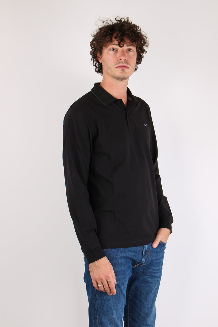 Polo M/l Profilo Contrasto Nero-5