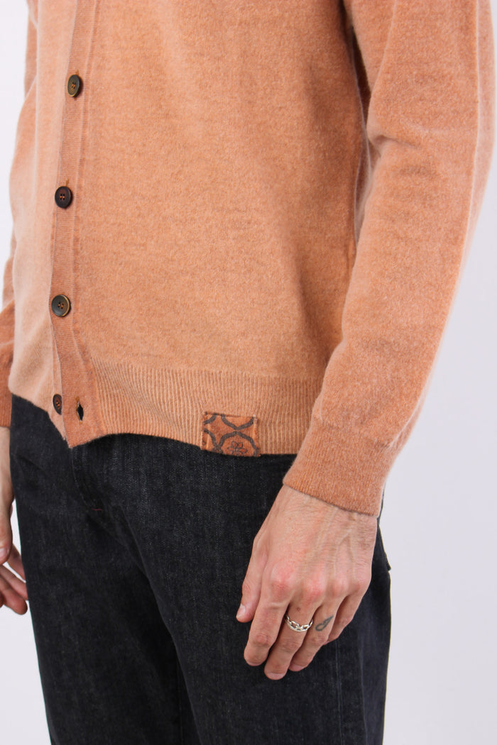 Cardigan Contrasto Fantasia Ruggine-7