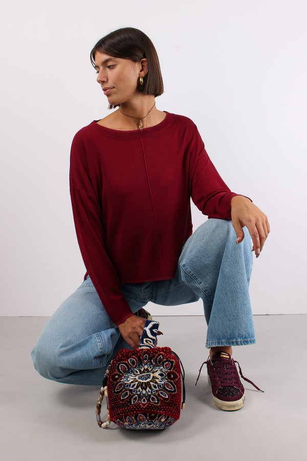 Maglia Gircollo Over Lurex Scarlet-2
