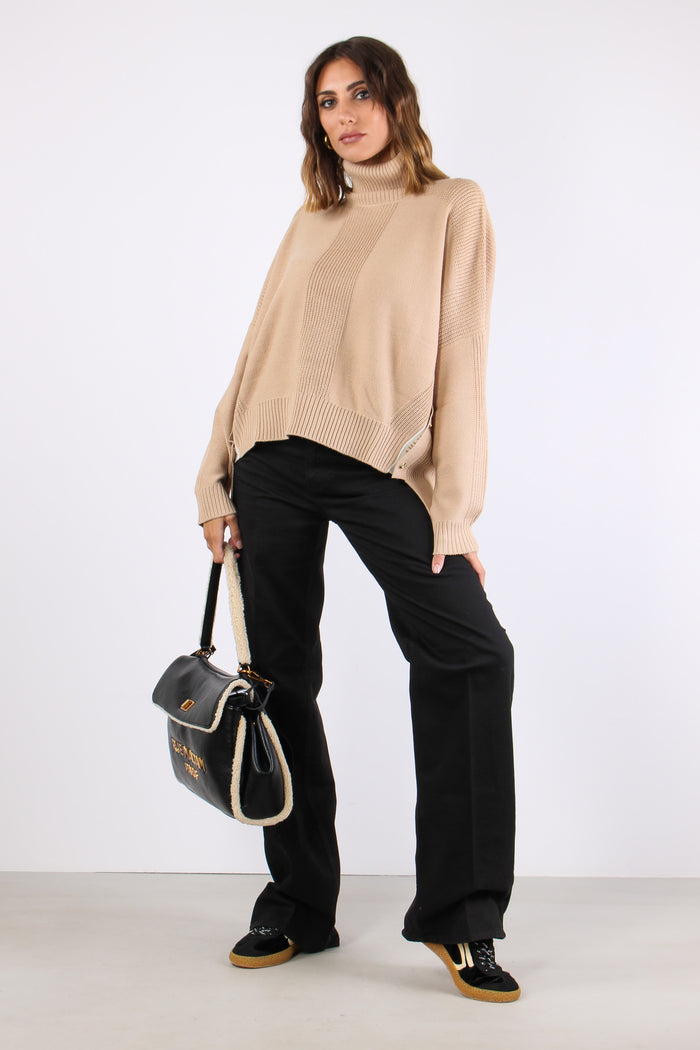 Collo Alto Logo Teddy/bianco Lana-3