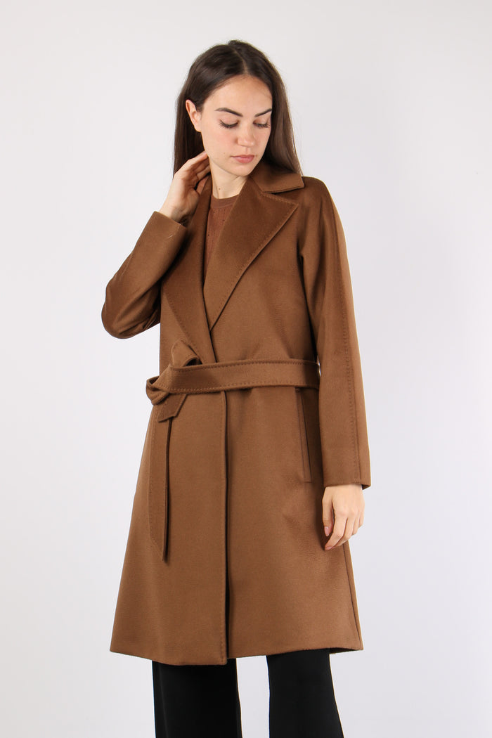 Dravenna Cappotto Cintura Lana Visone-3