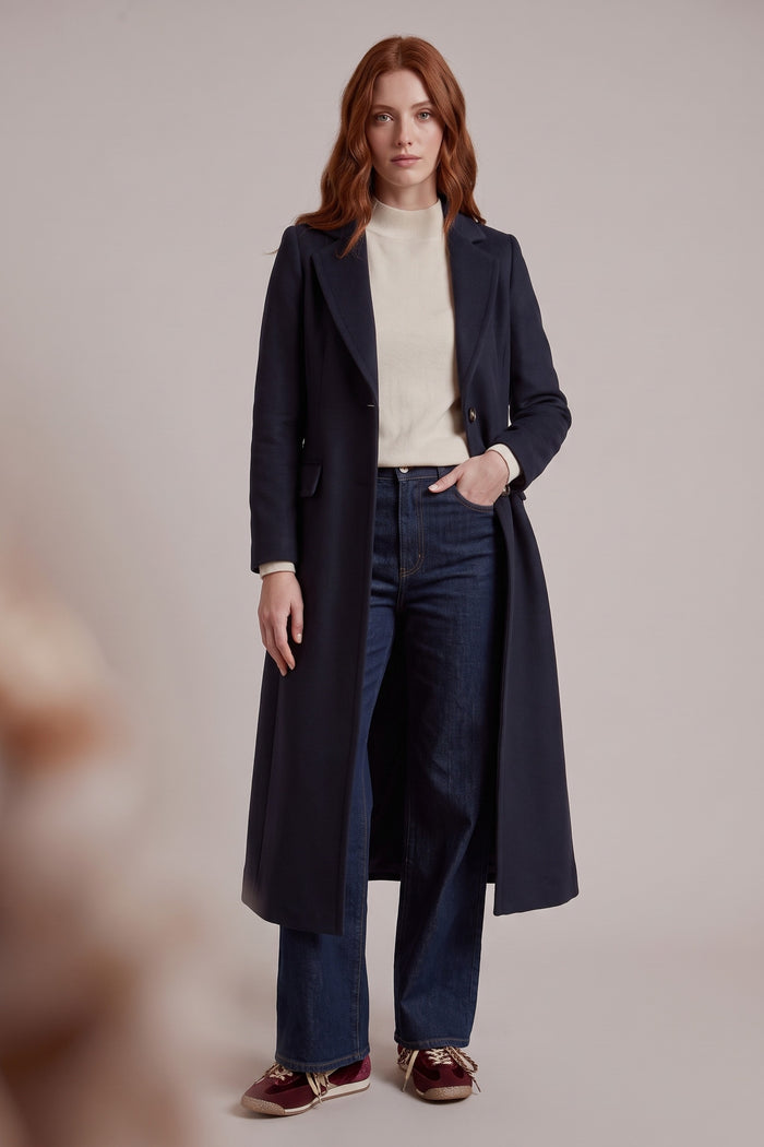 Cappotto Lungo Monopetto Blu
