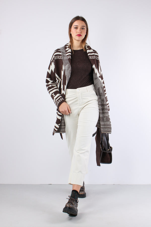 Pantalone Cropped Velluto Mill Burro