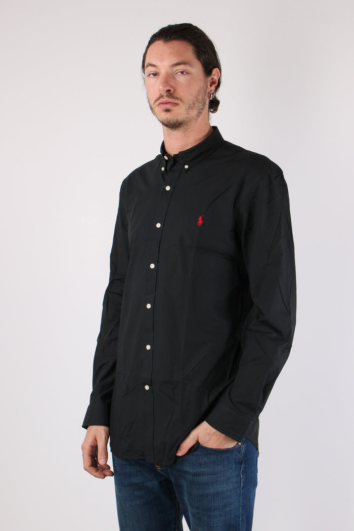 Camicia Slim Botton Down Polo Black-3