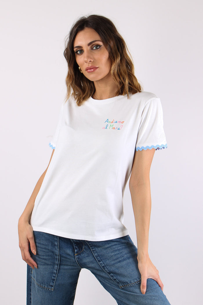 T-shirt Scritta Ricamo Mare-2