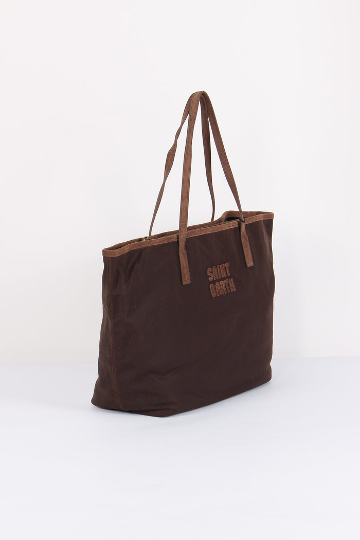 Borsa City Ricamo Logo Brown-6