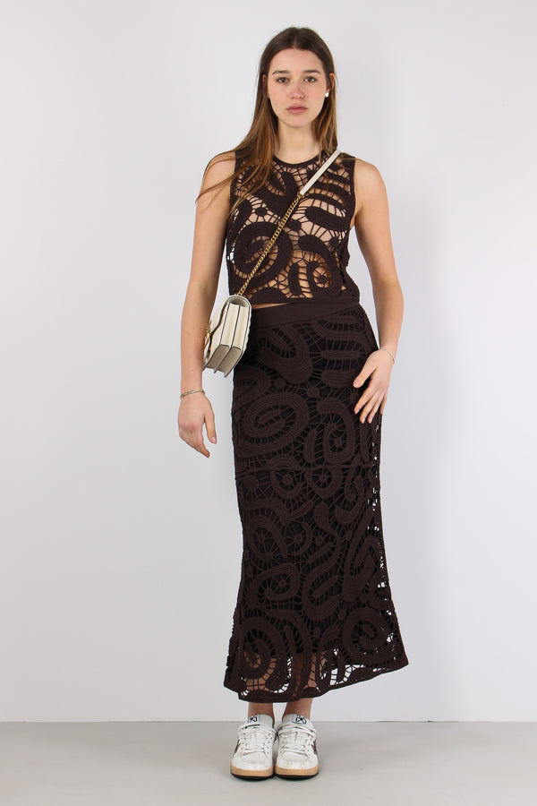 Eruzione Top Macrame Marrone Java