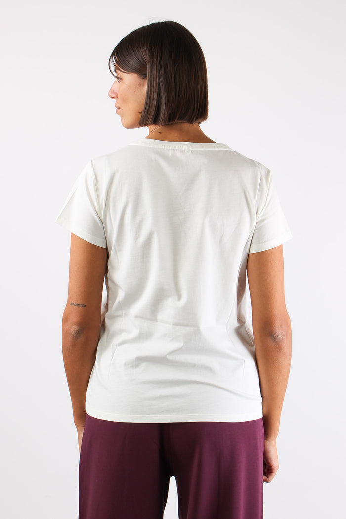 T-shirt Logo Strass Bianco Lana/liujo-5