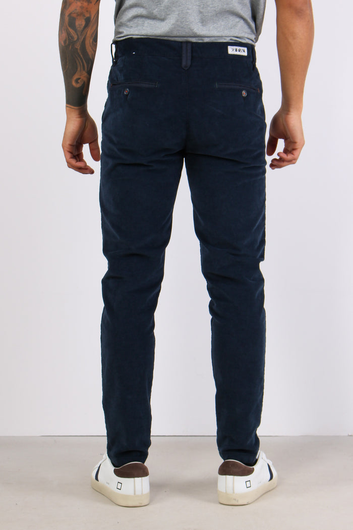 Pantalone Chino Velluto Liscio Blu-5