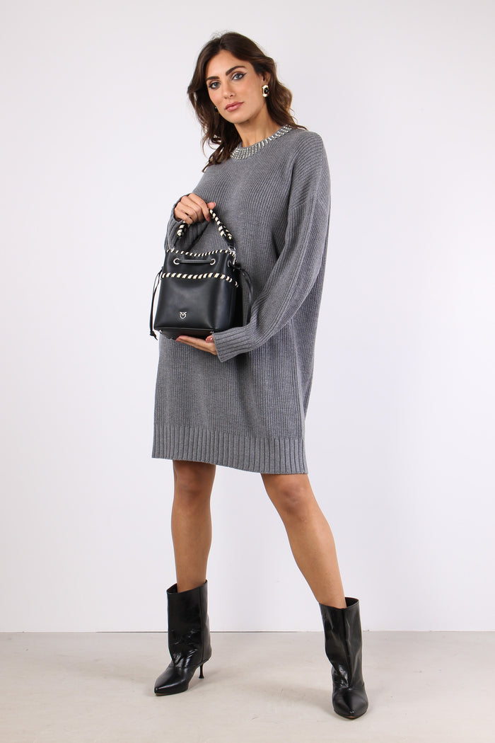 Ask Abito Collana Strass Grigio/monumento