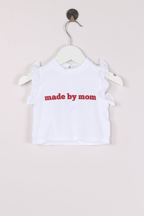 T-shirt Stampa Spalla Frappa Bianco/red