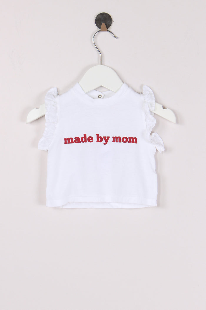 T-shirt Stampa Spalla Frappa Bianco/red