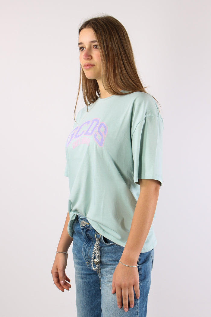 T-shirt Over Logo Centrale Green Water-4