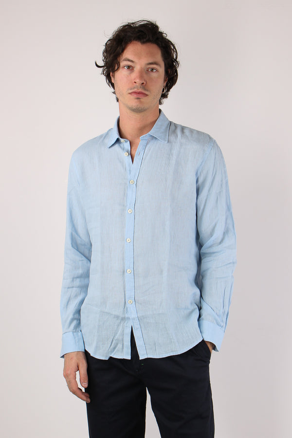 Camicia Lino Colletto Celeste-2