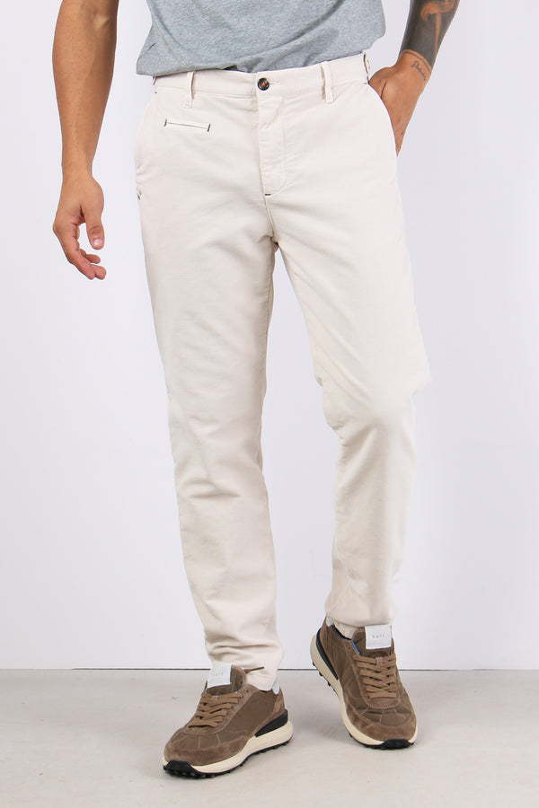Pantalone Chino Velluto Liscio Panna-2