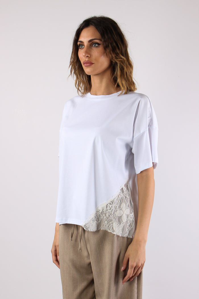 T-shirt Spicchio Fondo Pizzo Bianco-3