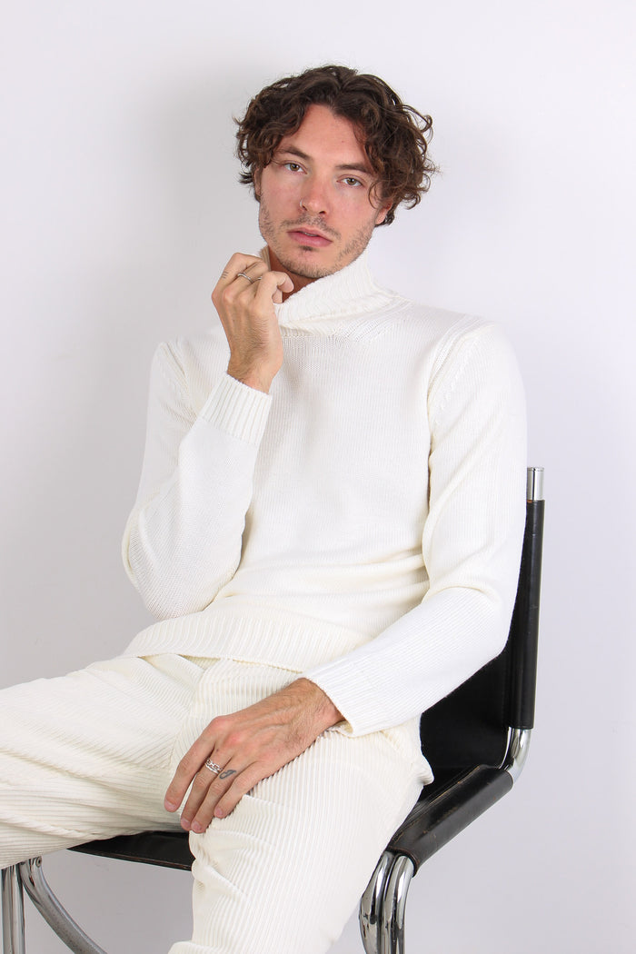 Maglia Collo In Piedi Panna-9