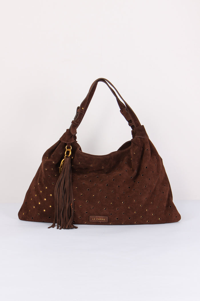 Sacca Camoscio Borchie Dark Brown