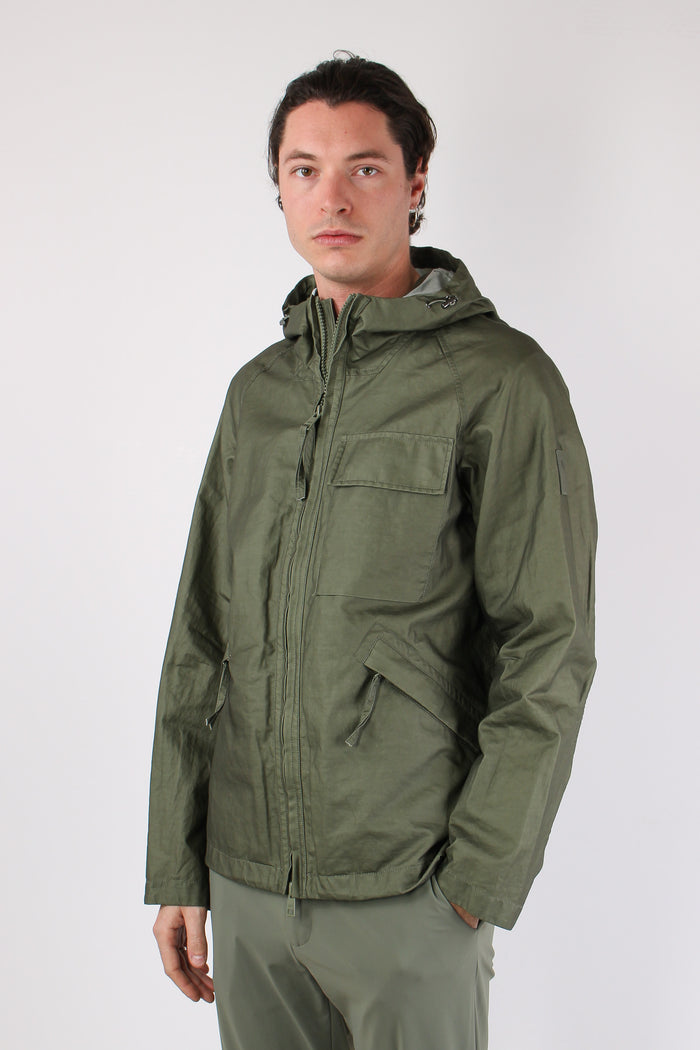 Giubbotto Cappuccio Spalmato Salvia-8