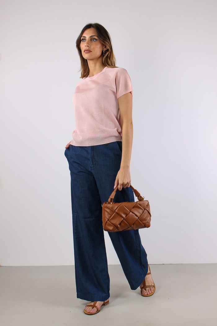Maglia M/m Filo Cotone Rosa-5