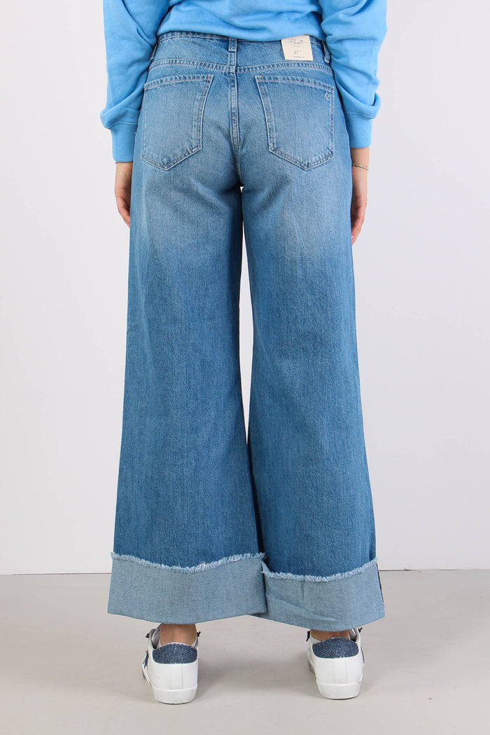 Denim Maxi Risvolto Cinta Bassa Denim Medio-4