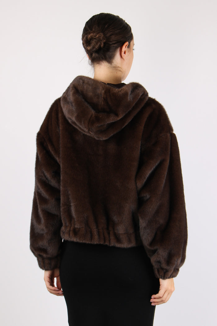 Pelliccia Cappuccio Zip Moro-5