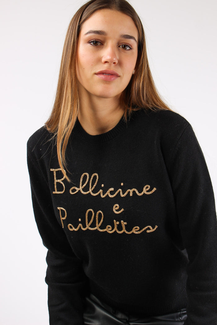 Girocollo Bollicine Paillettes Nero-3