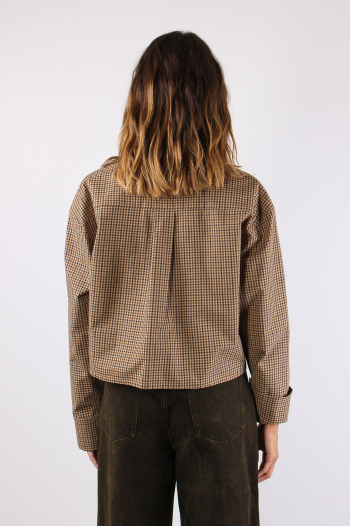 Camicia Microquadro Cammello-5