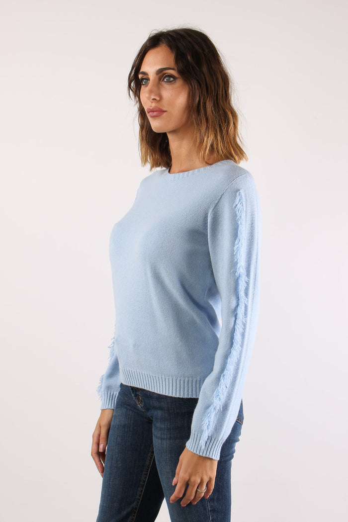 Maglia Girocollo Frangia Manic Azzurro-3