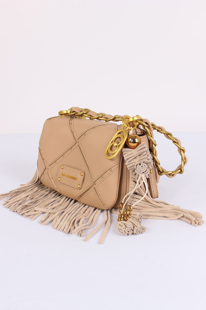 Tracollina Frange Inserto Borchie Beige-5