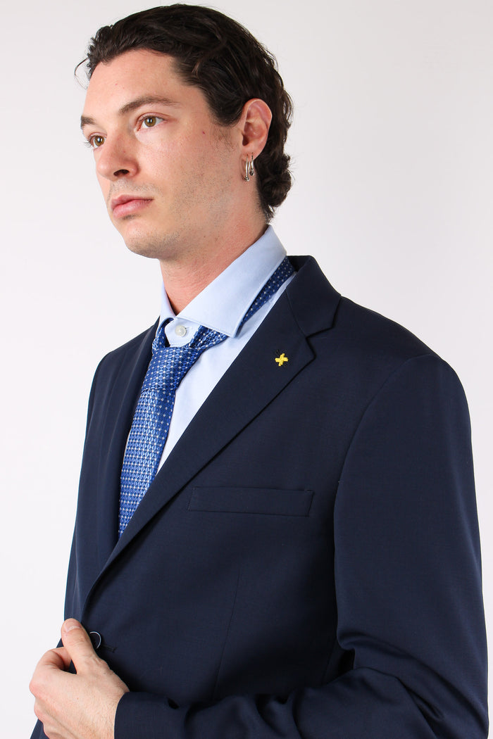 Abito Misto Lana Slim Blu-8