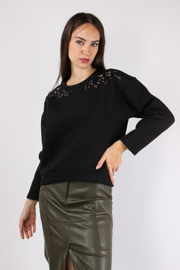 Casdoa Felpa Modal Applicazion Nero-2