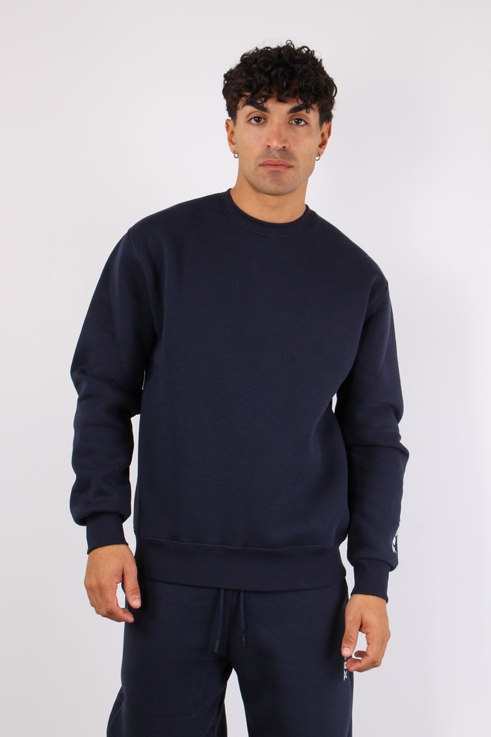 Felpa Girocollo Logo Blu-2