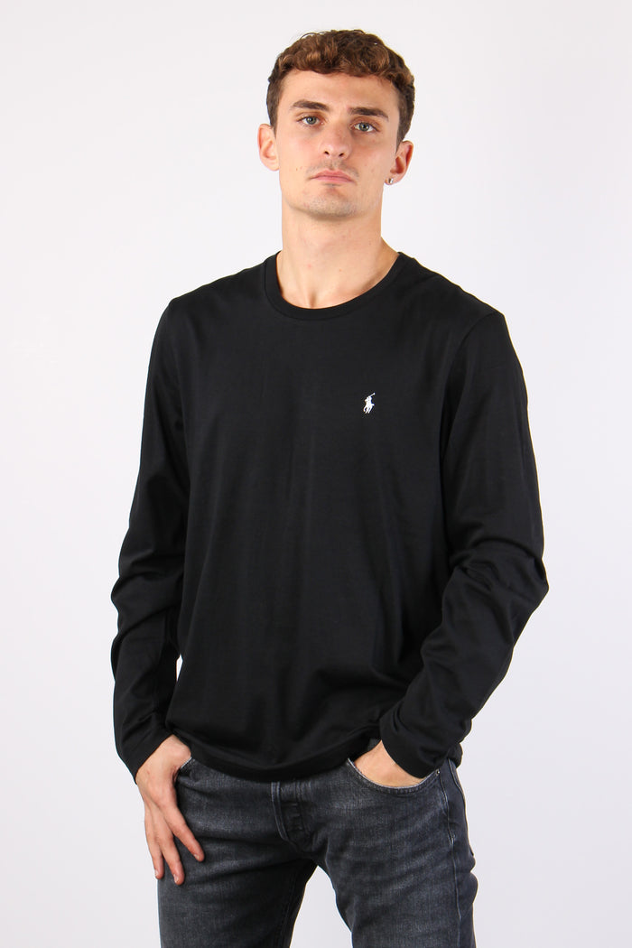 T-shirt Ml Scollo V Logo Polo Black