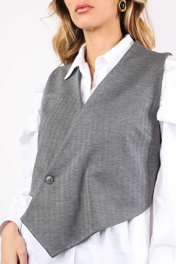 Gilet Assimetrico Resca Grigio-7