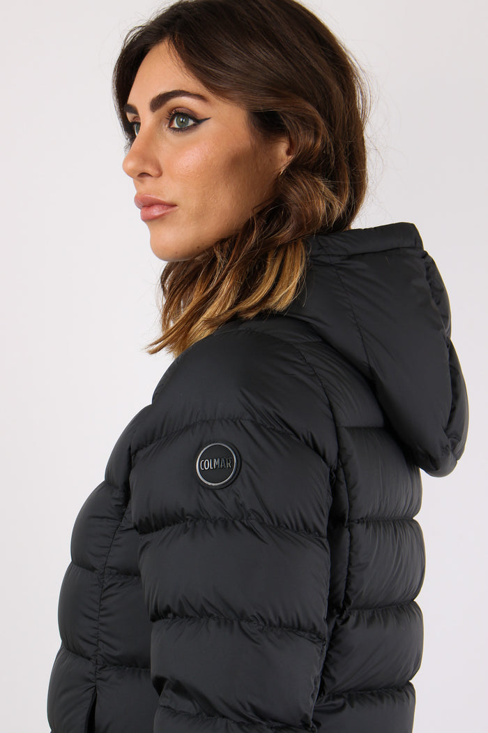 Piumino Corto Tessuto Opaco Nero-8