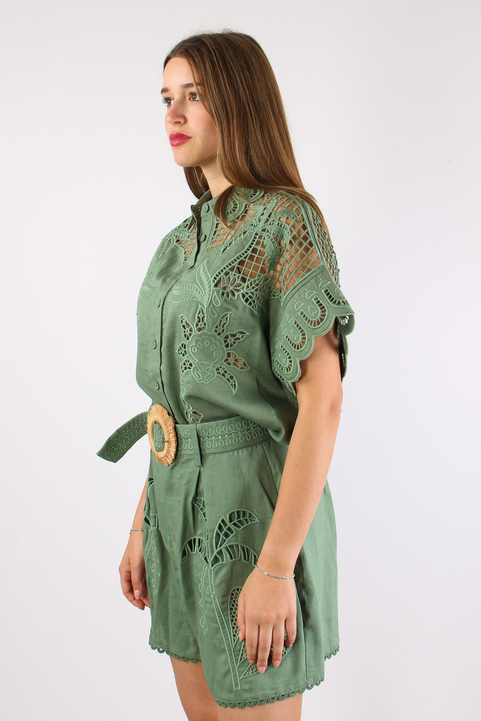 Camicia Lino Ricamo Verde-6