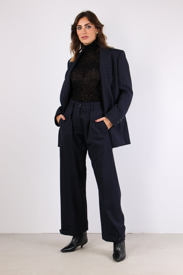 Rapisardi Giacca Over Gessata Blu/bianco