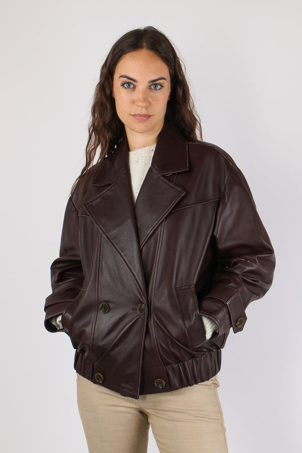 Mlspallore Bomber Pelle Bordeaux