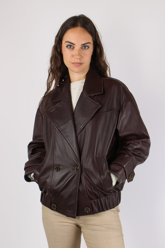 Mlspallore Bomber Pelle Bordeaux