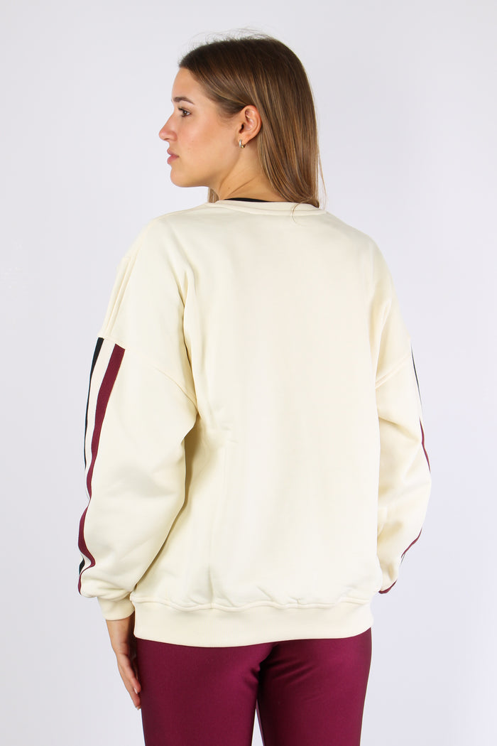 Felpa Regular Logo Tennis Bianco Burro-4