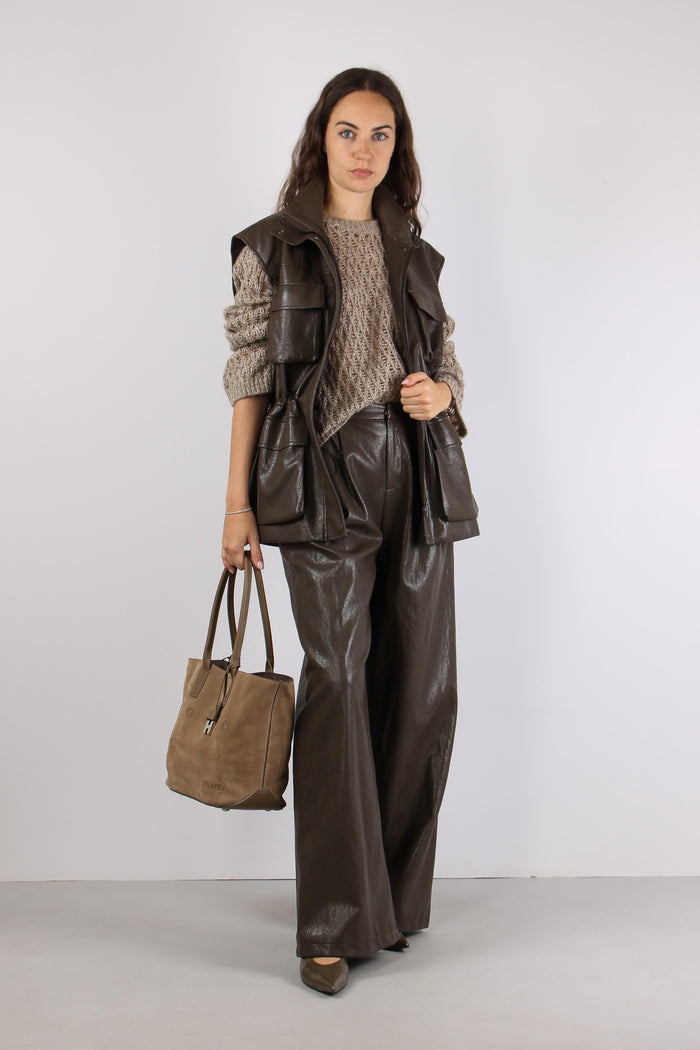 Smanicato Ecopelle Maxi Tasche Fango-5
