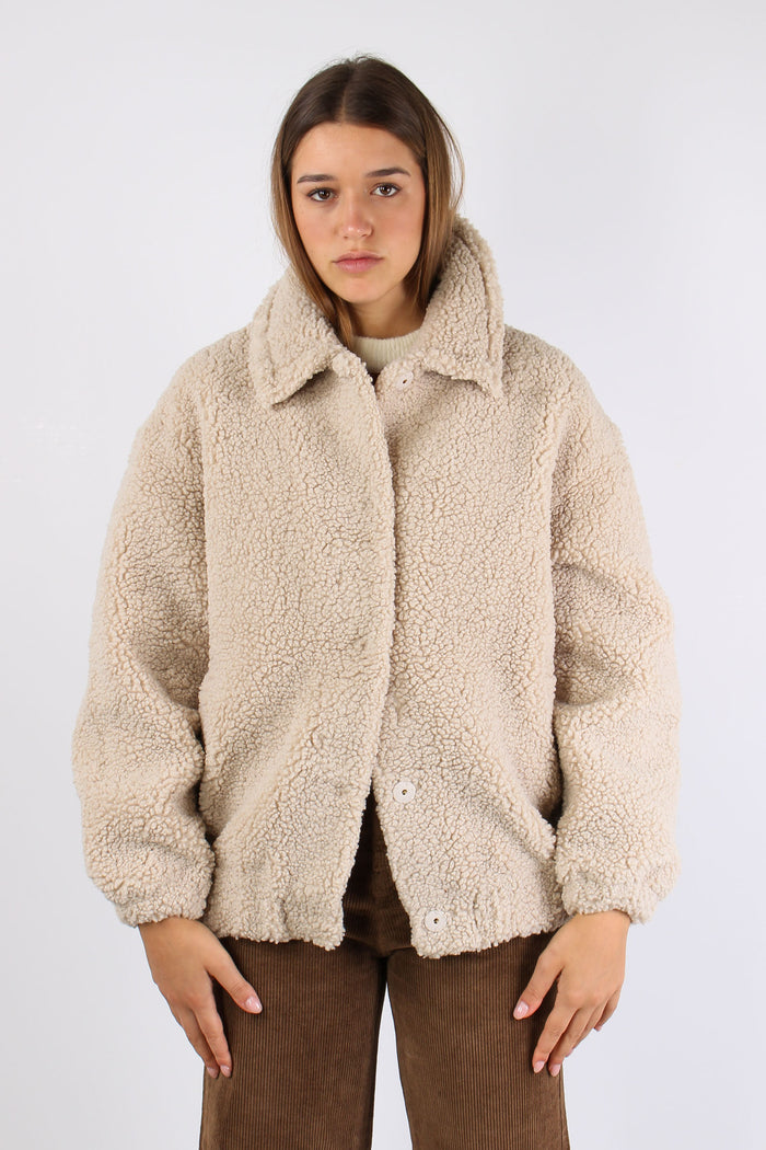 Cappotto Teddy Patch Panna-3