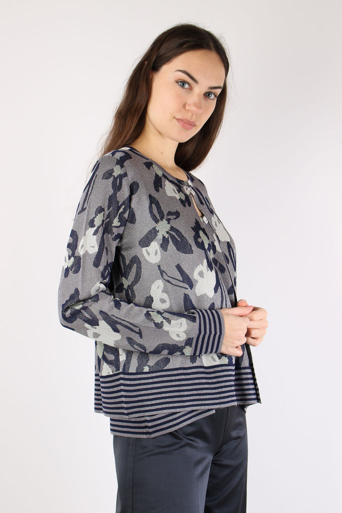 Cardigan  Jacquard Lurex Blu/salina-3