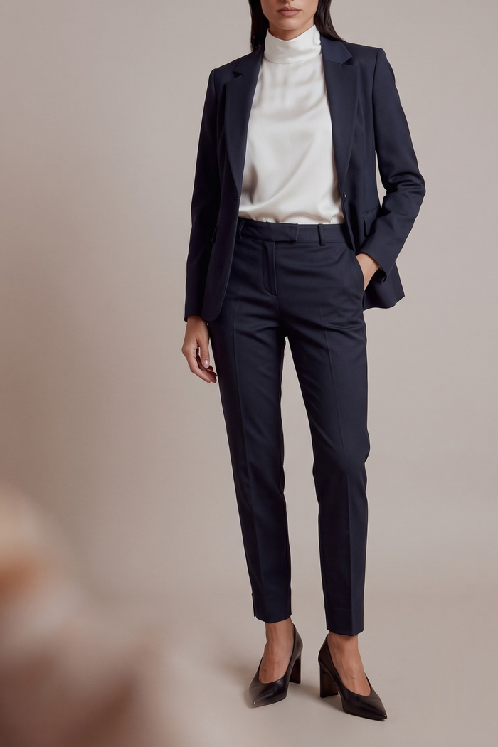 Pantalone Slim Punto Roma Diag Blu