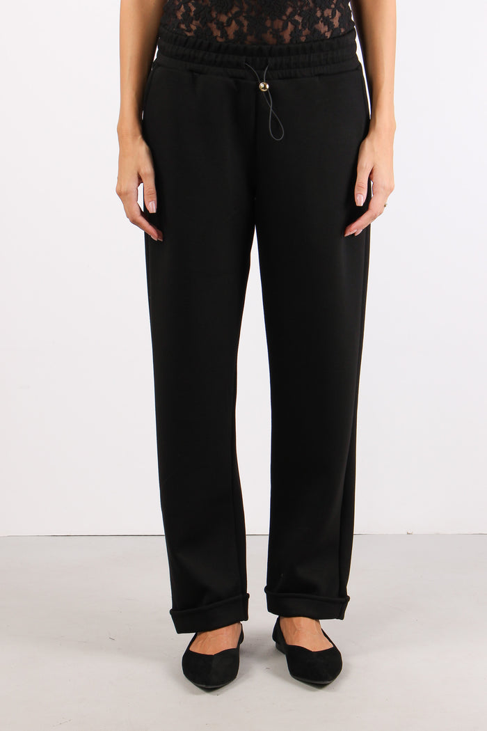 Pantalone Modal Risvolto Fondo Nero-2