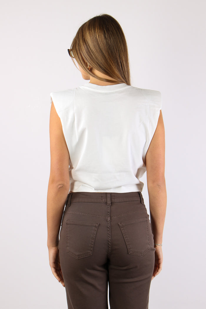 T-shirt Nodo Spalline Bianco-4