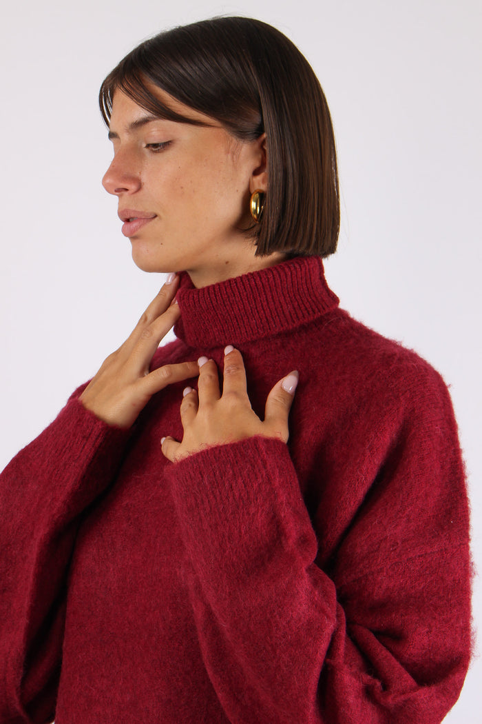 Collo Alto Misto Alpaca Scarlet-7