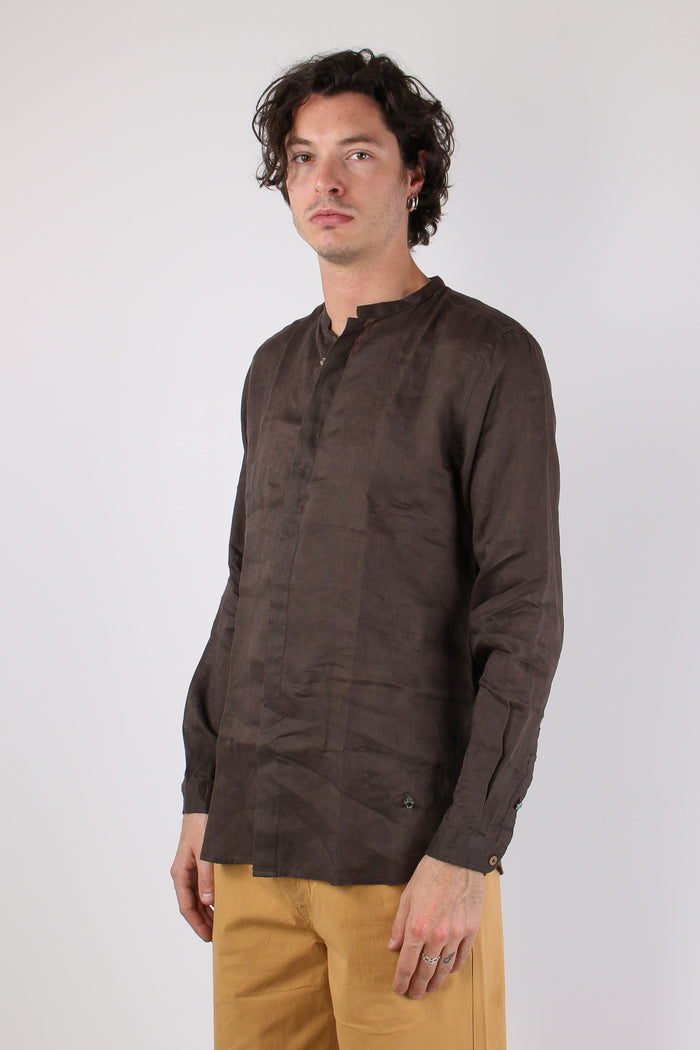 Camicia Coreana Lino Caffe-3