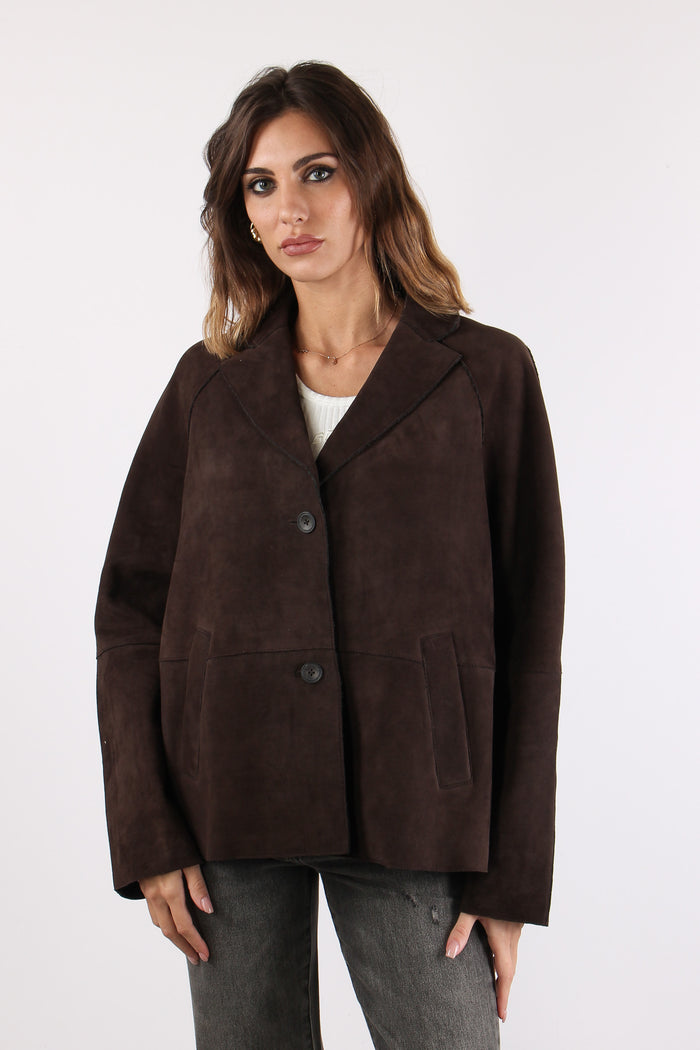 Giacca Monopetto Suede Dark Brown-3